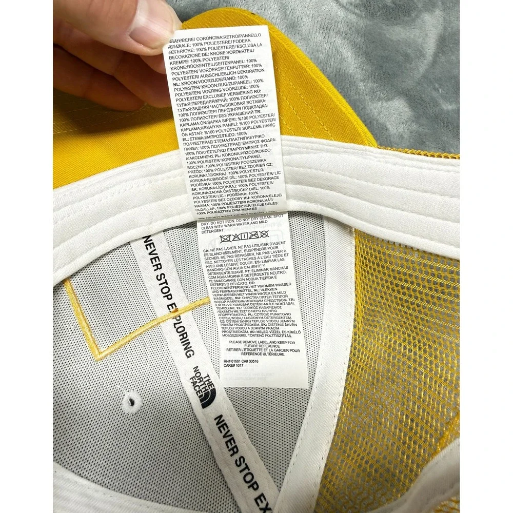 The North Face Mudder Trucker Hat Snapback White Yellow Fine Alpine Equipment